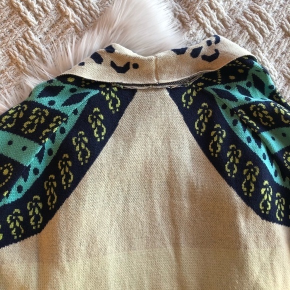 Anthropologie Gypsy05 Aruna Intarsia Drape Knit Fringe Cardigan - Picture 8 of 9